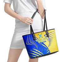 Saint Lucia Cricket Kings Leather Tote Bag Abstract Energy Style