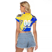 Personalised Saint Lucia Cricket Kings Raglan Cropped T Shirt Abstract Energy Style