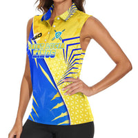 Personalised Saint Lucia Cricket Kings Women Sleeveless Polo Shirt Abstract Energy Style