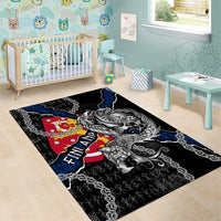 Finland Vikings Area Rug Nordic Lion Bound in Runes and Chains