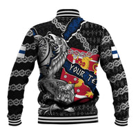 Personalized Finland Vikings Baseball Jacket Nordic Lion Bound in Runes and Chains