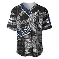 Personalized Finland Vikings Baseball Jersey Nordic Lion Bound in Runes and Chains