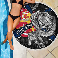 Finland Vikings Beach Blanket Nordic Lion Bound in Runes and Chains