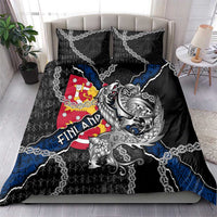 Finland Vikings Bedding Set Nordic Lion Bound in Runes and Chains