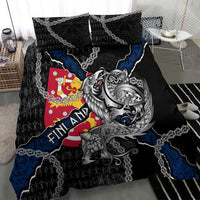 Finland Vikings Bedding Set Nordic Lion Bound in Runes and Chains