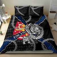 Finland Vikings Bedding Set Nordic Lion Bound in Runes and Chains