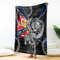 Finland Vikings Blanket Nordic Lion Bound in Runes and Chains