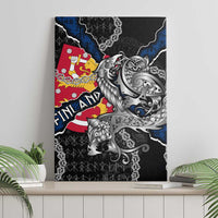 Finland Vikings Canvas Wall Art Nordic Lion Bound in Runes and Chains