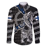 Personalized Finland Vikings Family Matching Tank Maxi Dress and Hawaiian Shirt Nordic Lion Bound in Runes and Chains