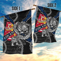 Finland Vikings Garden Flag Nordic Lion Bound in Runes and Chains