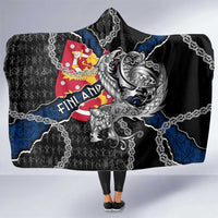 Finland Vikings Hooded Blanket Nordic Lion Bound in Runes and Chains