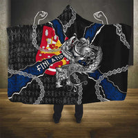 Finland Vikings Hooded Blanket Nordic Lion Bound in Runes and Chains