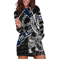 Personalized Finland Vikings Hoodie Dress Nordic Lion Bound in Runes and Chains