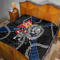 Finland Vikings Quilt Nordic Lion Bound in Runes and Chains