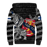 Personalized Finland Vikings Sherpa Hoodie Nordic Lion Bound in Runes and Chains