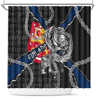 Finland Vikings Shower Curtain Nordic Lion Bound in Runes and Chains