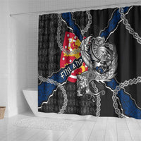Finland Vikings Shower Curtain Nordic Lion Bound in Runes and Chains