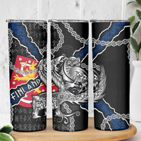 Finland Vikings Skinny Tumbler Nordic Lion Bound in Runes and Chains