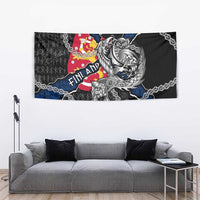 Finland Vikings Tapestry Nordic Lion Bound in Runes and Chains