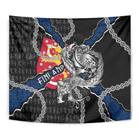 Finland Vikings Tapestry Nordic Lion Bound in Runes and Chains