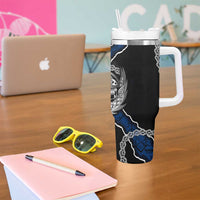 Finland Vikings Tumbler With Handle Nordic Lion Bound in Runes and Chains