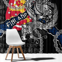 Finland Vikings Window Curtain Nordic Lion Bound in Runes and Chains