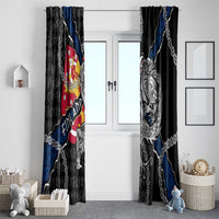 Finland Vikings Window Curtain Nordic Lion Bound in Runes and Chains