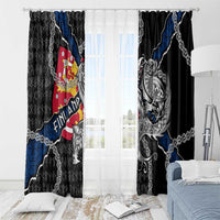Finland Vikings Window Curtain Nordic Lion Bound in Runes and Chains