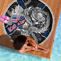 Iceland Vikings Beach Blanket Nordic Lion Bound in Runes and Chains