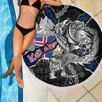 Iceland Vikings Beach Blanket Nordic Lion Bound in Runes and Chains