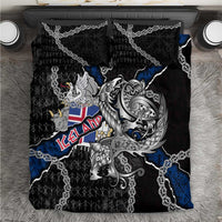 Iceland Vikings Bedding Set Nordic Lion Bound in Runes and Chains