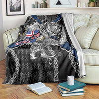 Iceland Vikings Blanket Nordic Lion Bound in Runes and Chains