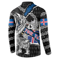 Personalized Iceland Vikings Button Sweatshirt Nordic Lion Bound in Runes and Chains