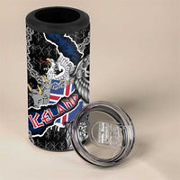 Iceland Vikings 4 in 1 Can Cooler Tumbler Nordic Lion Bound in Runes and Chains