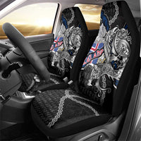 Iceland Vikings Car Seat Cover Nordic Lion Bound in Runes and Chains