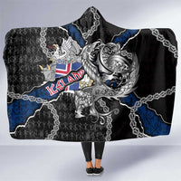Iceland Vikings Hooded Blanket Nordic Lion Bound in Runes and Chains