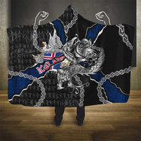 Iceland Vikings Hooded Blanket Nordic Lion Bound in Runes and Chains