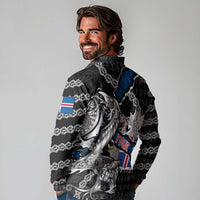 Personalized Iceland Vikings Long Sleeve Polo Shirt Nordic Lion Bound in Runes and Chains