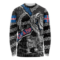 Personalized Iceland Vikings Long Sleeve Shirt Nordic Lion Bound in Runes and Chains