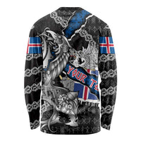 Personalized Iceland Vikings Long Sleeve Shirt Nordic Lion Bound in Runes and Chains