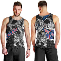 Personalized Iceland Vikings Men Tank Top Nordic Lion Bound in Runes and Chains