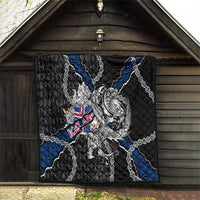Iceland Vikings Quilt Nordic Lion Bound in Runes and Chains