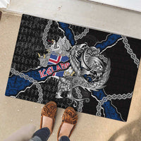 Iceland Vikings Rubber Doormat Nordic Lion Bound in Runes and Chains