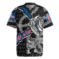 Personalized Iceland Vikings Rugby Jersey Nordic Lion Bound in Runes and Chains