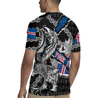 Personalized Iceland Vikings Rugby Jersey Nordic Lion Bound in Runes and Chains