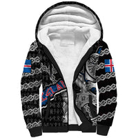 Personalized Iceland Vikings Sherpa Hoodie Nordic Lion Bound in Runes and Chains
