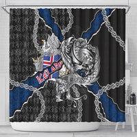 Iceland Vikings Shower Curtain Nordic Lion Bound in Runes and Chains