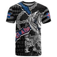 Personalized Iceland Vikings T Shirt Nordic Lion Bound in Runes and Chains