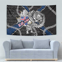 Iceland Vikings Tapestry Nordic Lion Bound in Runes and Chains