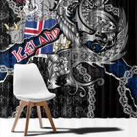 Iceland Vikings Window Curtain Nordic Lion Bound in Runes and Chains